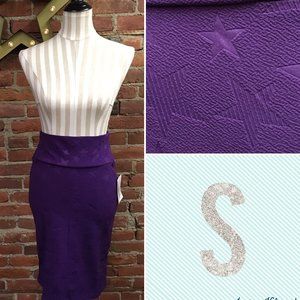 LuLaRoe LLR Cassie pencil stretchy skirt ★ textured stars ★ purple ★ size S